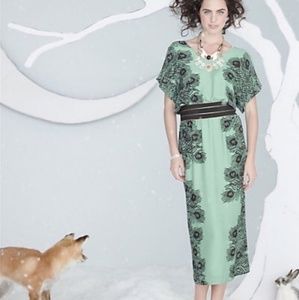 Retro Peacock Midi Kimono Holiday Dress